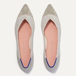 NEW Rothy’s The Point Gold Metallic Diamond Neutral Flats 10.5 RARE